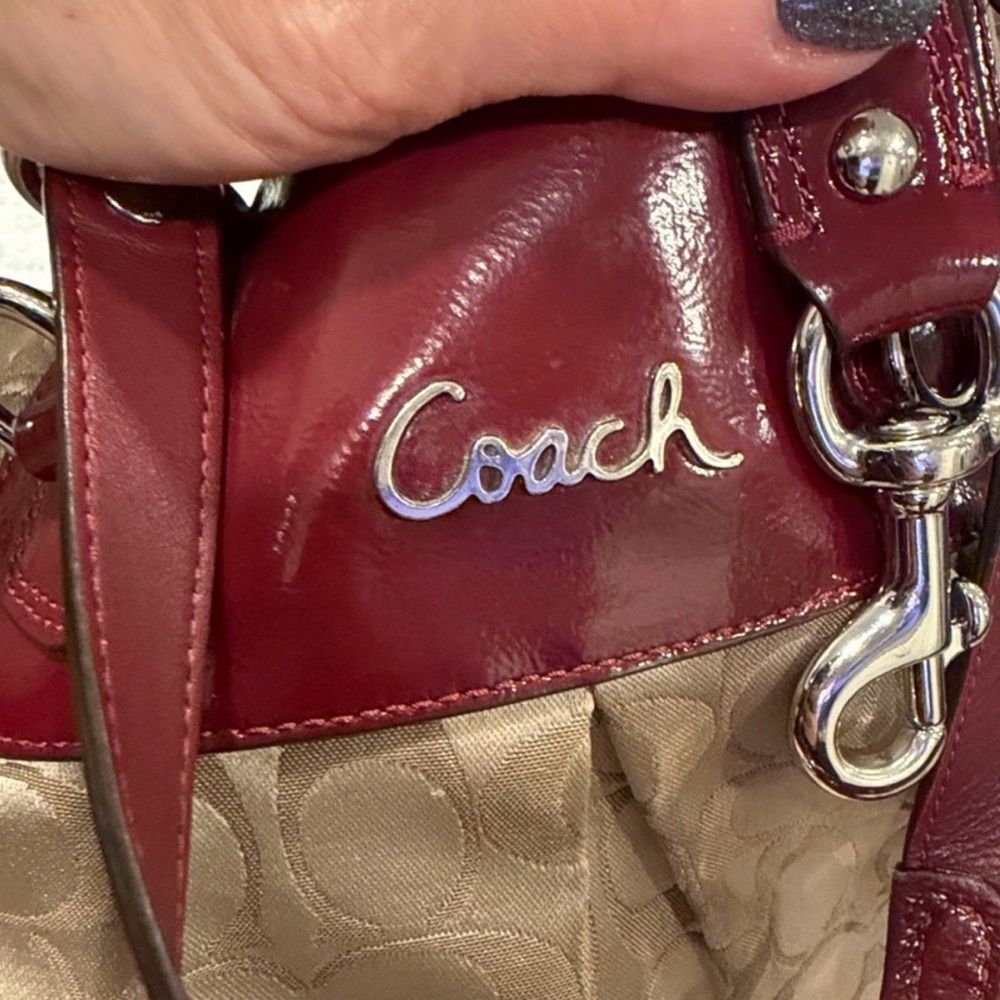 Coach Beige and Burgundy Shoulder Bag - Picture 10 of 10